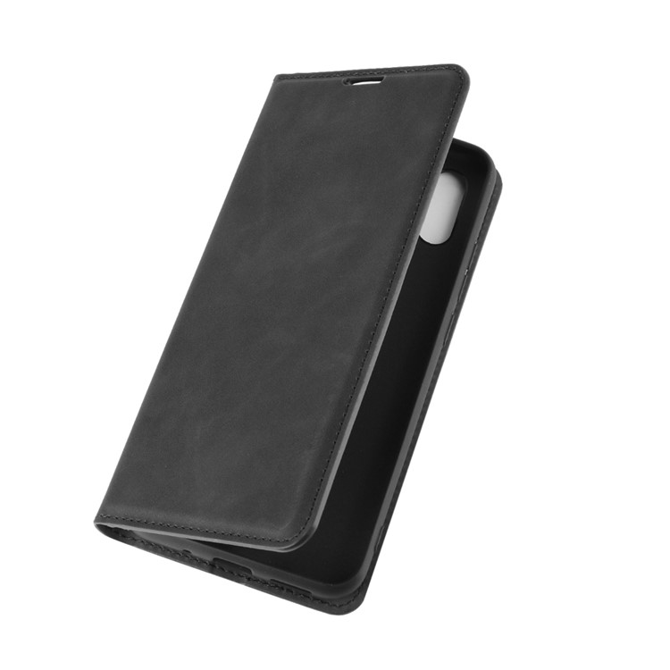 Capa de Couro de Capa de Toque Sedoso Capa de Phone Stand Para Xiaomi Redmi 9a - Preto