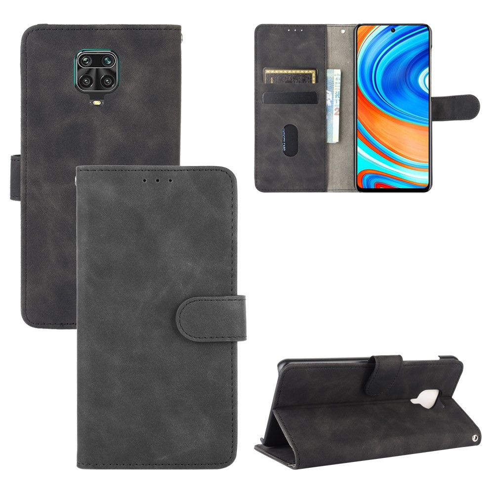 Skin-touch Wallet Stand Leather Flip Shell for Xiaomi Redmi Note 9S/Note 9 Pro/9 Pro Max - Black-1