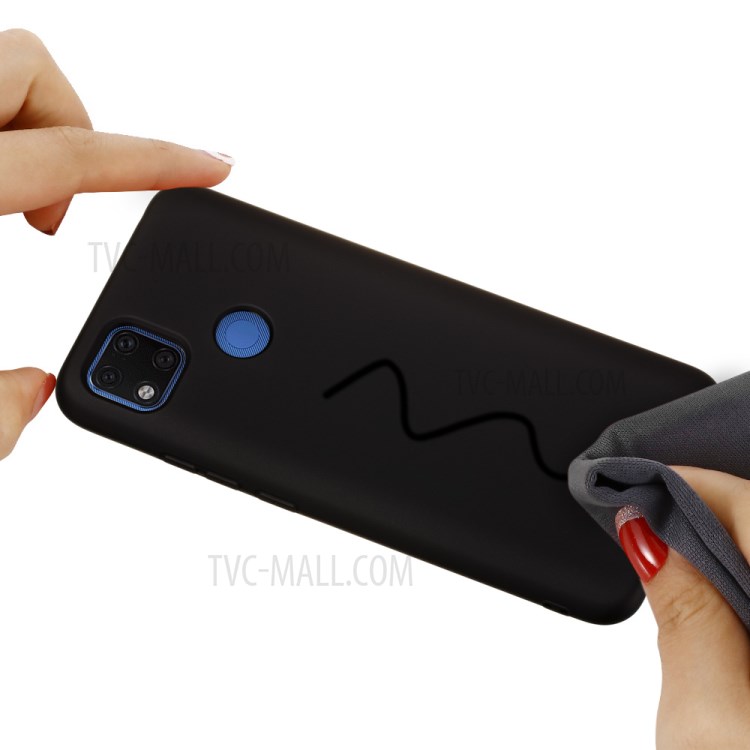 Cas de Couverture de Téléphone en Silicone Liquide Pour Xiaomi Redmi 9c / 9c NFC - le Noir