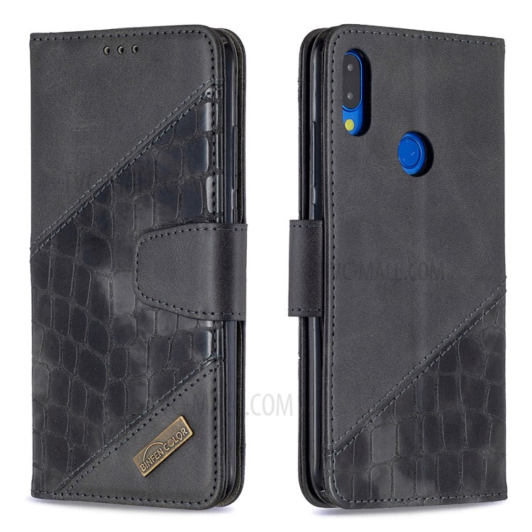 Crocodile Couleur Assortie Cuir Texture Coquille De Téléphone Mobile Pour Xiaomi Redmi Note 7 - Noir-4