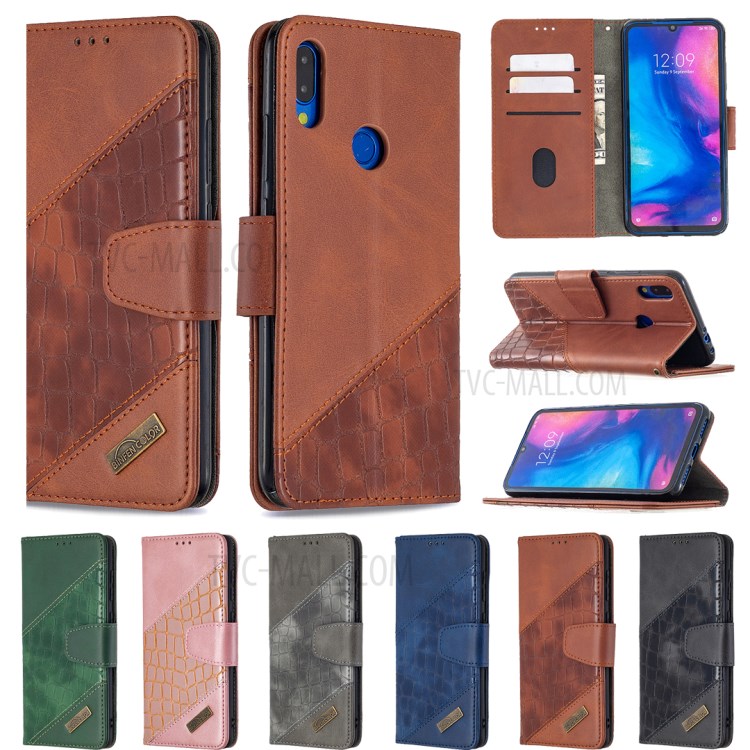 Crocodile Couleur Assortie Cuir Texture Coquille De Téléphone Mobile Pour Xiaomi Redmi Note 7 - Noir-9