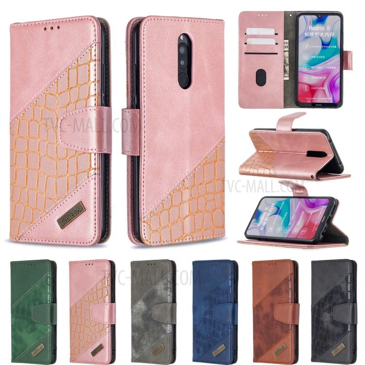 Crocodile Skin Assorted Color Cover Leather Wallet Case for Xiaomi Redmi 8 - Black-9