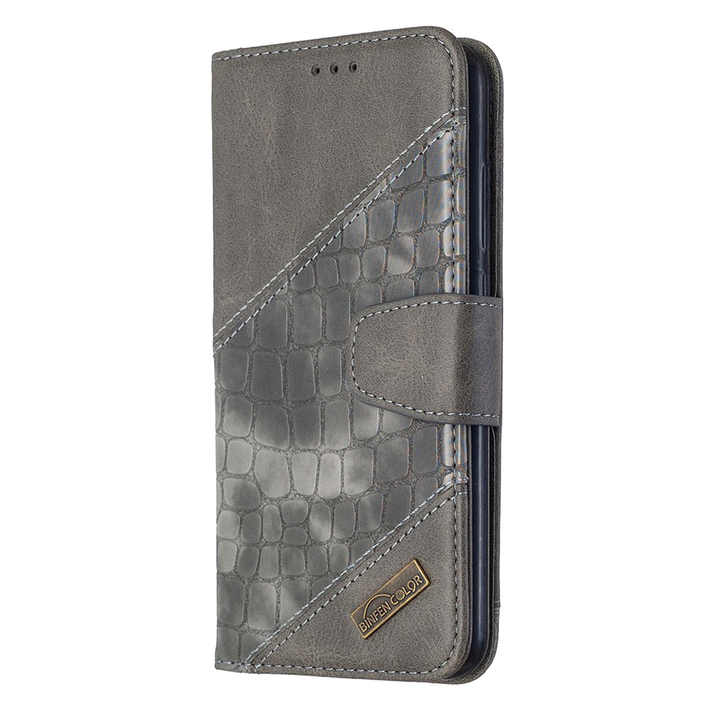 Crocodile Skin Assorted Color Leather Wallet Phone Cover for Xiaomi Redmi Note 8T - Grey-2