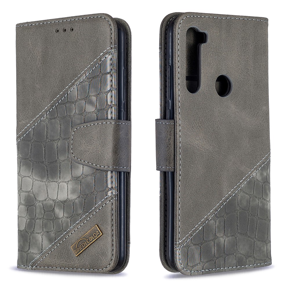 Crocodile Skin Assorted Color Leather Wallet Phone Cover for Xiaomi Redmi Note 8T - Grey-4