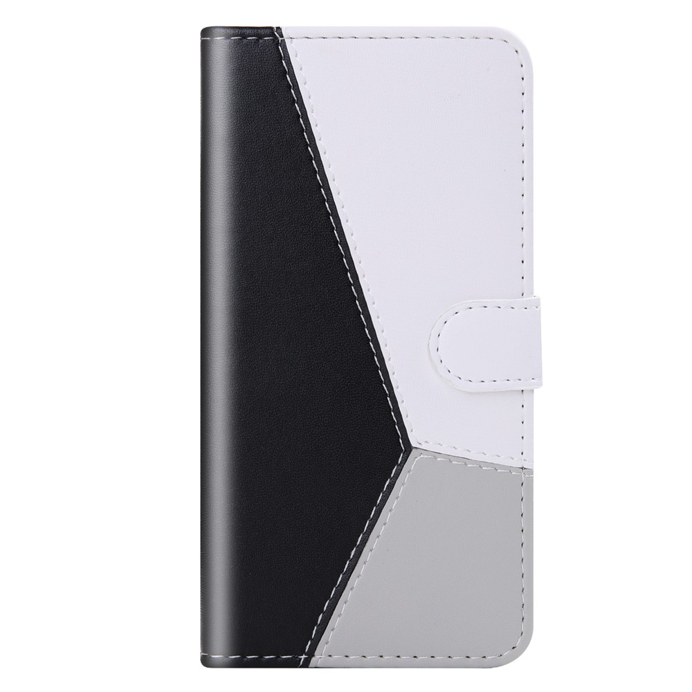 Cuero de PU Tricolor Con Cubierta de Billetera Para Xiaomi Redmi 9 - Negro/blanco/gris-2