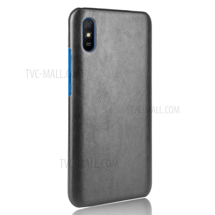 Capa Para PC Com Revestimento de Couro de Pele Litchi Para Xiaomi Redmi 9a - Preto-3