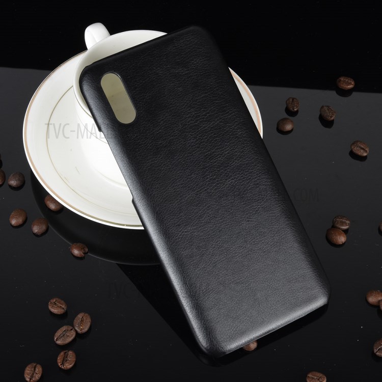 Couverture de Téléphone PC en Revêtement en Cuir en Cuir Litchi Pour Xiaomi Redmi 9A - le Noir-5