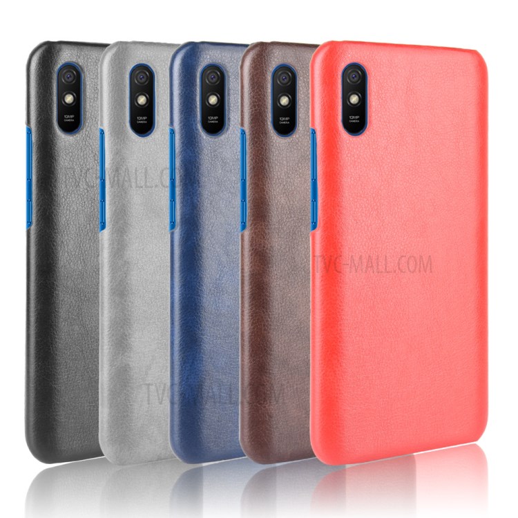 Couverture de Téléphone PC en Revêtement en Cuir en Cuir Litchi Pour Xiaomi Redmi 9A - le Noir-6