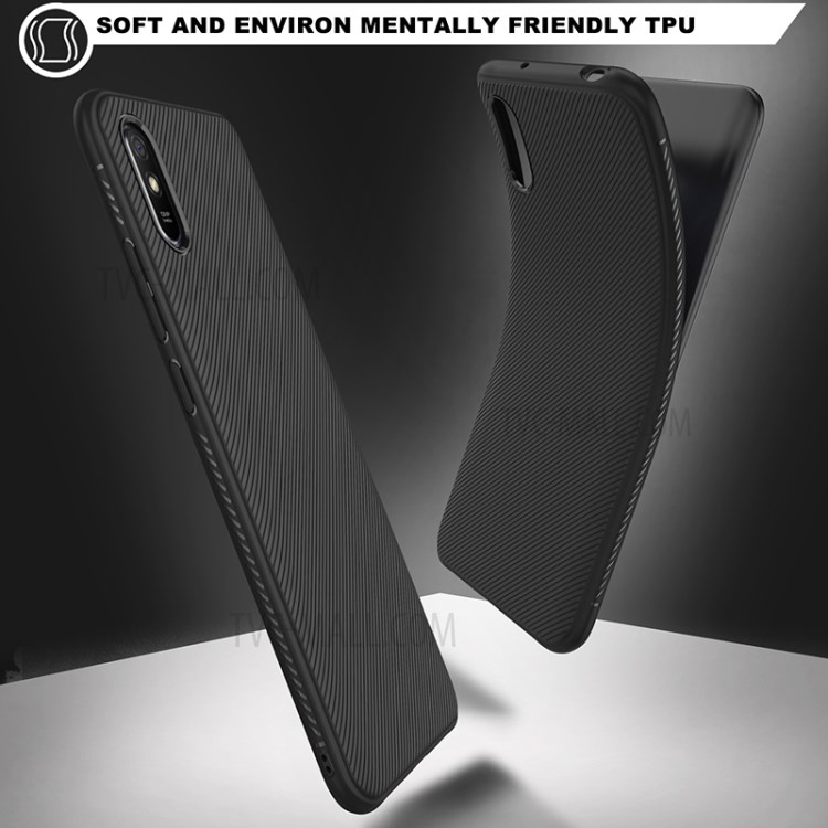 LENUO Twill Texture TPU Back Protector Cover for Xiaomi Redmi 9A - Black-3