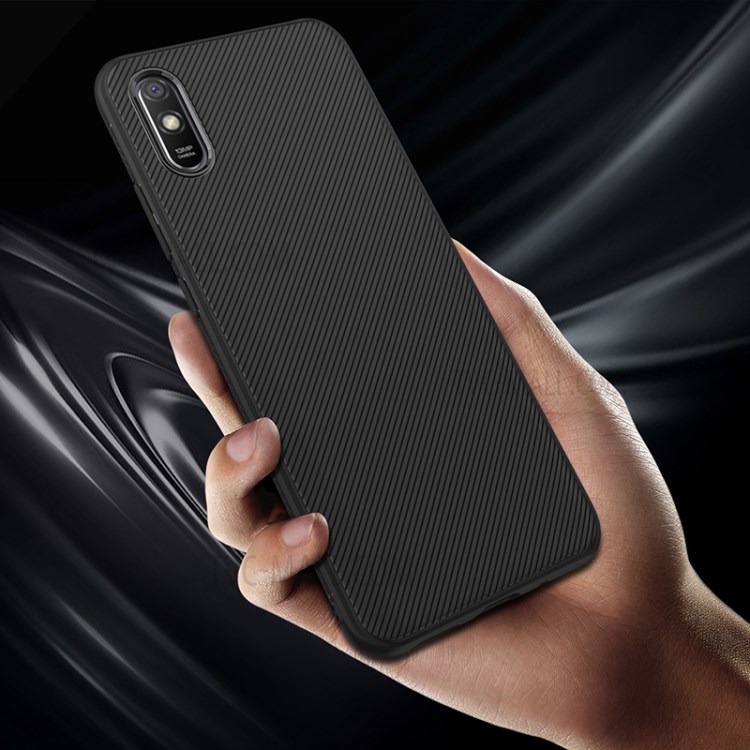 LENUO Twill Texture TPU Back Protector Cover for Xiaomi Redmi 9A - Black-5