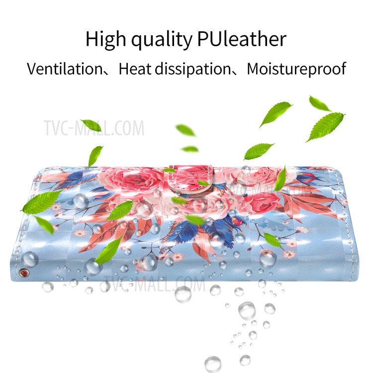 Light Spot Decor Pattern Printing Wallet Stand Leather Phone Cover with Strap for Xiaomi Redmi 9C - Peony-5