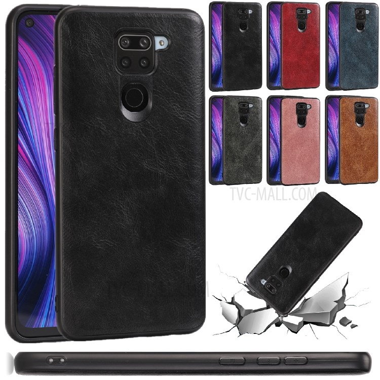 Crazy Horse Texture PU Leather Coated TPU Phone Case for Xiaomi Redmi Note 9 - Black-12