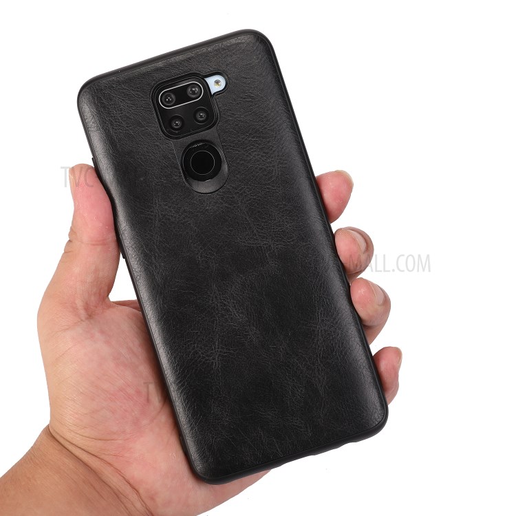 Crazy Horse Texture PU Leather Coated TPU Phone Case for Xiaomi Redmi Note 9 - Black-4