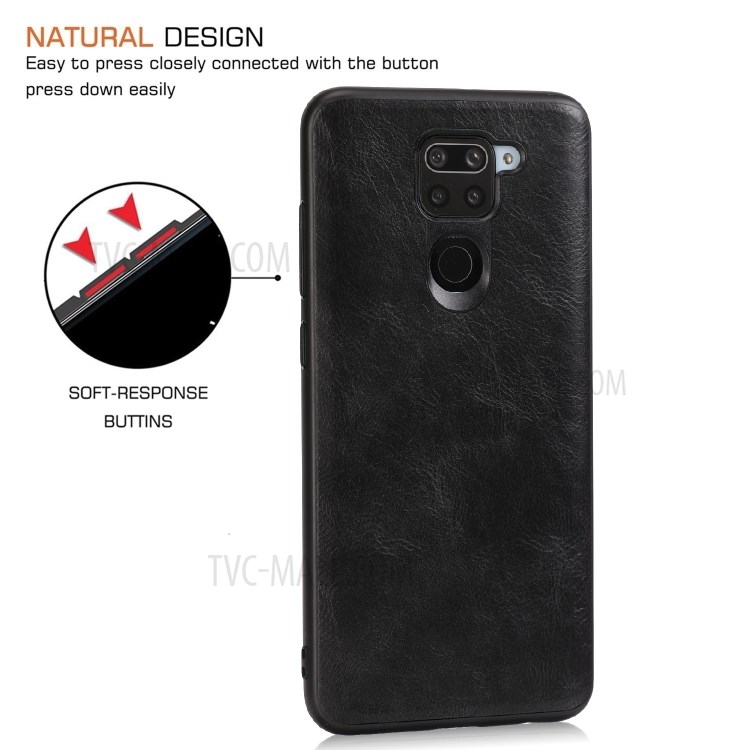 Crazy Horse Texture PU Leather Coated TPU Phone Case for Xiaomi Redmi Note 9 - Black-6