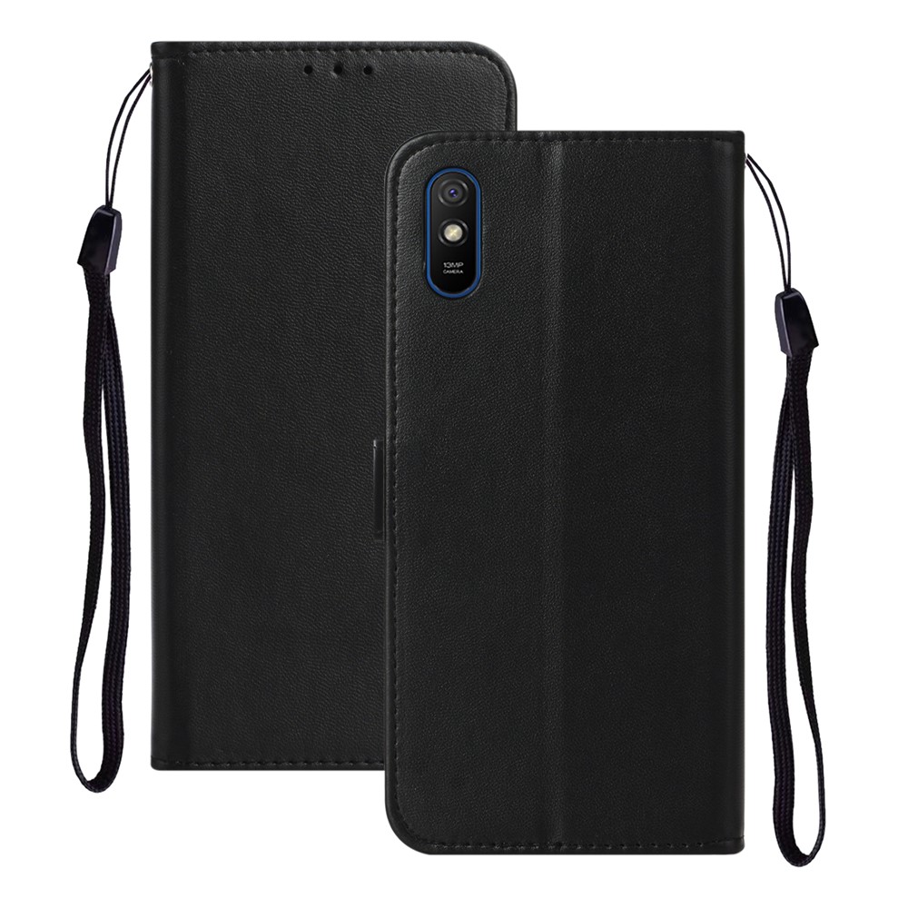 PU Leder Brieftaschenstand Hülle Accessoire Für Xiaomi Redmi 9A - Schwarz