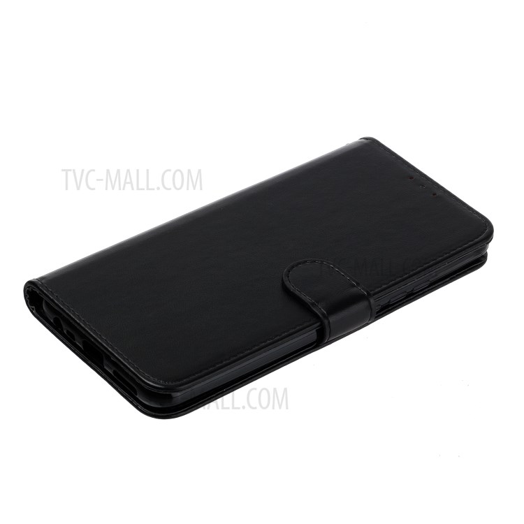 Wallet Stand Leather Mobile Phone Case with Strap for Xiaomi Redmi 9 - Black-6