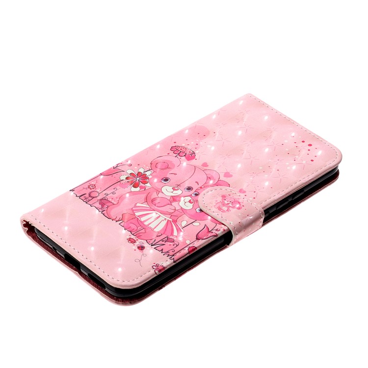 Light Spot Decor Patterned Leather Wallet Case for Xiaomi Redmi 9A - Bear and Flower-6