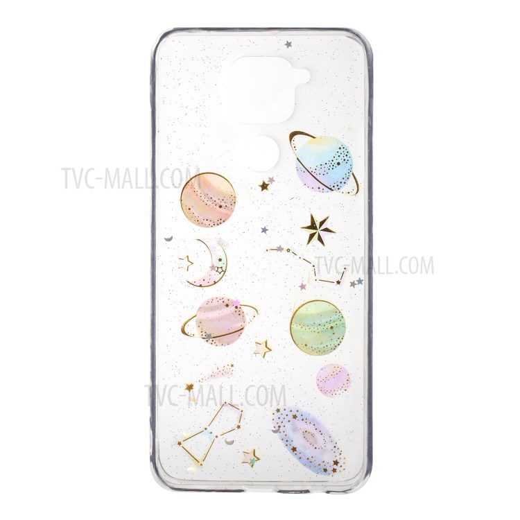 Epoxy TPU Phone Cover Star Planet Pattern Case Shell for Xiaomi Redmi Note 9 - Transparent-1