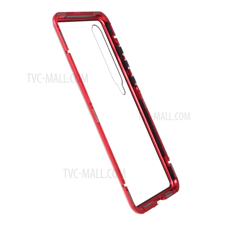 Anti-peep Magnetic Metal Frame + Tempered Glass Shell for Xiaomi Mi 10 - Red-2