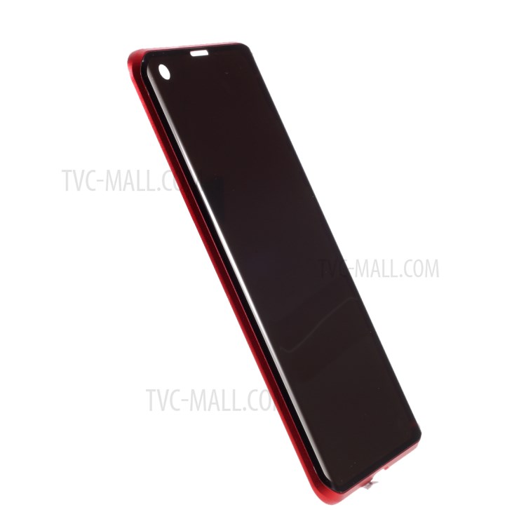 Anti-peep Magnetic Metal Frame + Tempered Glass Shell for Xiaomi Mi 10 - Red-3