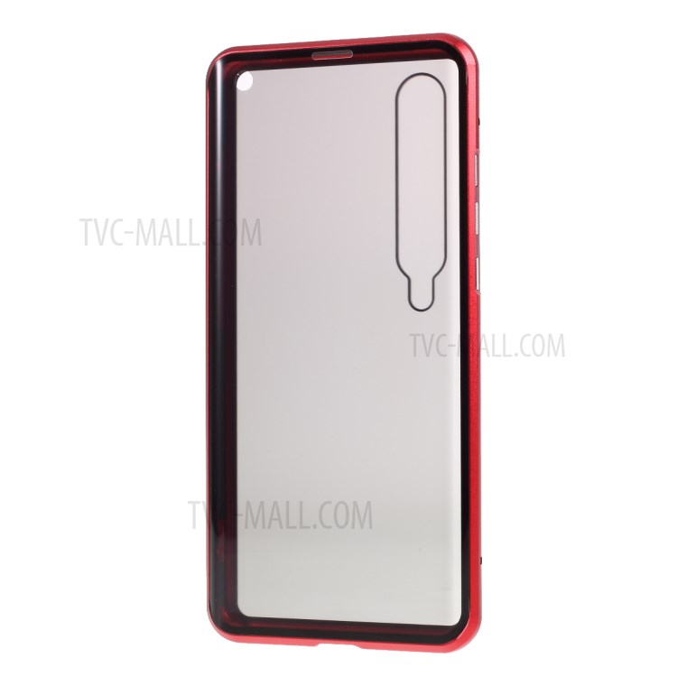 Anti-peep Magnetic Metal Frame + Tempered Glass Shell for Xiaomi Mi 10 - Red-5
