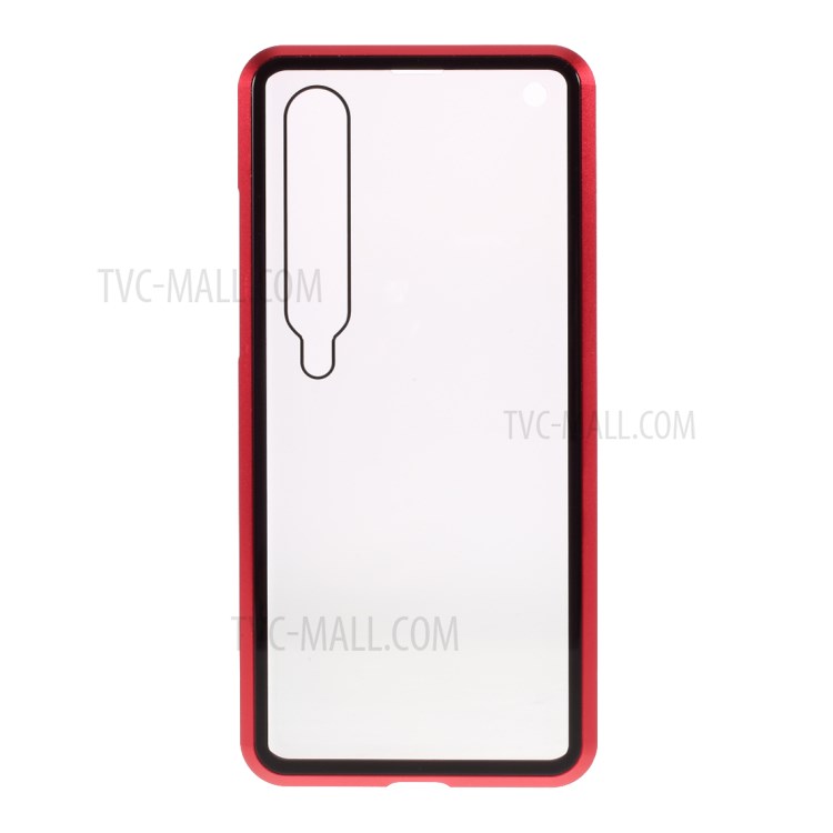 Anti-peep Magnetic Metal Frame + Tempered Glass Shell for Xiaomi Mi 10 - Red-6