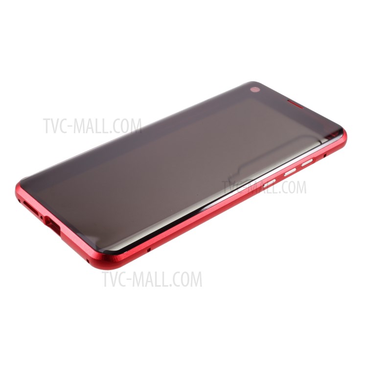 Anti-peep Magnetic Metal Frame + Tempered Glass Shell for Xiaomi Mi 10 - Red-7