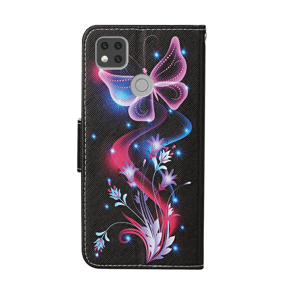 Pattern Printing Magnetic Leather Stand Case for Xiaomi Redmi 9C - Butterfly and Flower-3