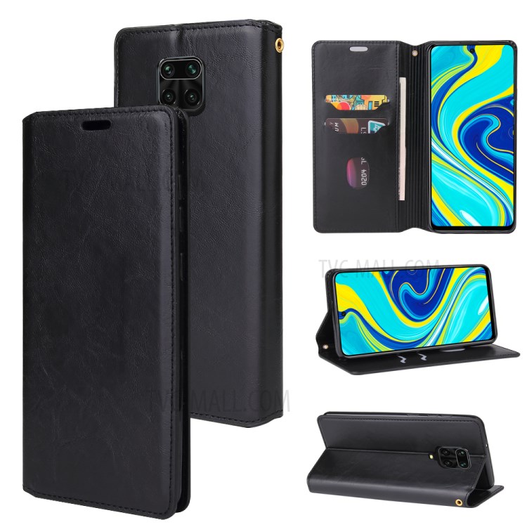 Crazy Horse Auto-absorbed Leather Case for Xiaomi Redmi Note 9S/Note 9 Pro/Note 9 Pro Max - Black-1