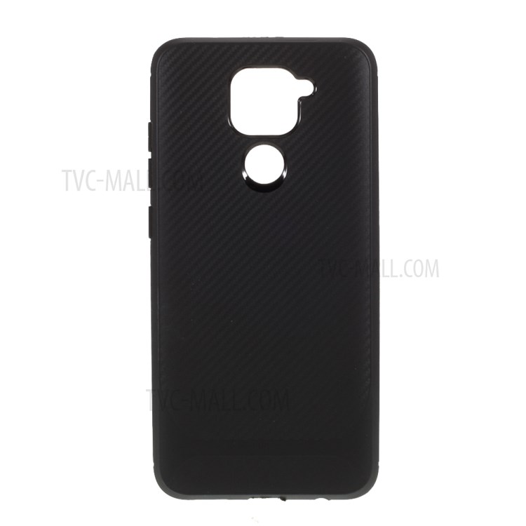 Carbon Fiber Skin TPU Cell Phone Case for Xiaomi Redmi Note 9/Redmi 10X 4G - Black-1