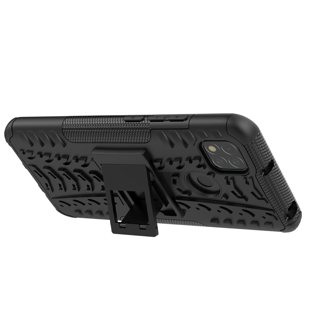 Cool Pneumatico PC + TPU 2 in 1 Guscio Telefono Protezione da Cavalletto Per Xiaomi Redmi 9C/9C NFC/Redmi 9 (India)/Redmi 10A/Xiaomi Poco C3 - Nero