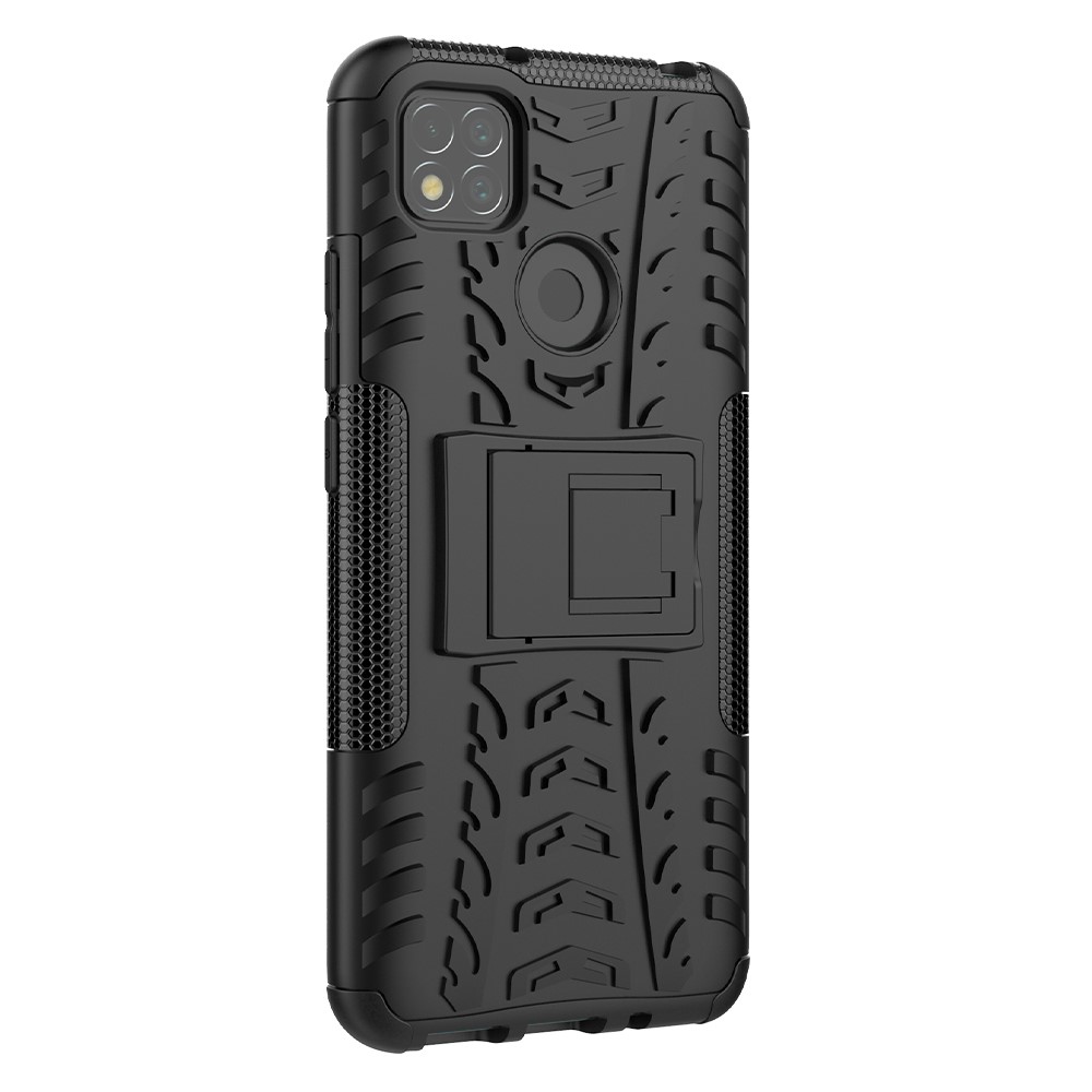 Cool Tire PC + TPU 2 в 1 Защита от Кик -стенда Для Shoper Phone Phone Для Xiaomi Redmi 9C/9C NFC/Redmi 9 (India)/Redmi 10a/xiaomi Poco C3 - Черный