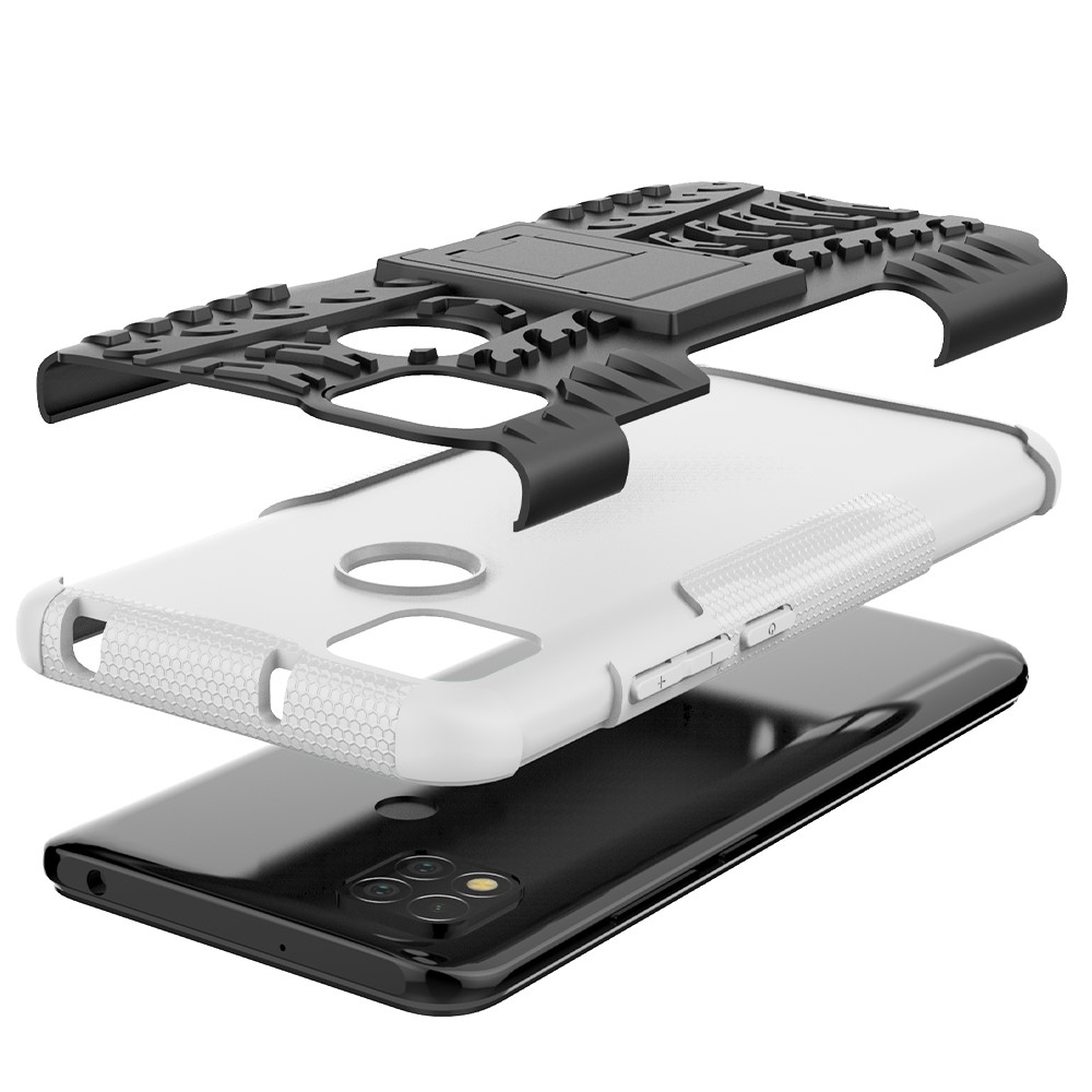 Cool Tyre PC + TPU 2 in 1 Kickstand Protection Phone Shell for Xiaomi Redmi 9C - White-7