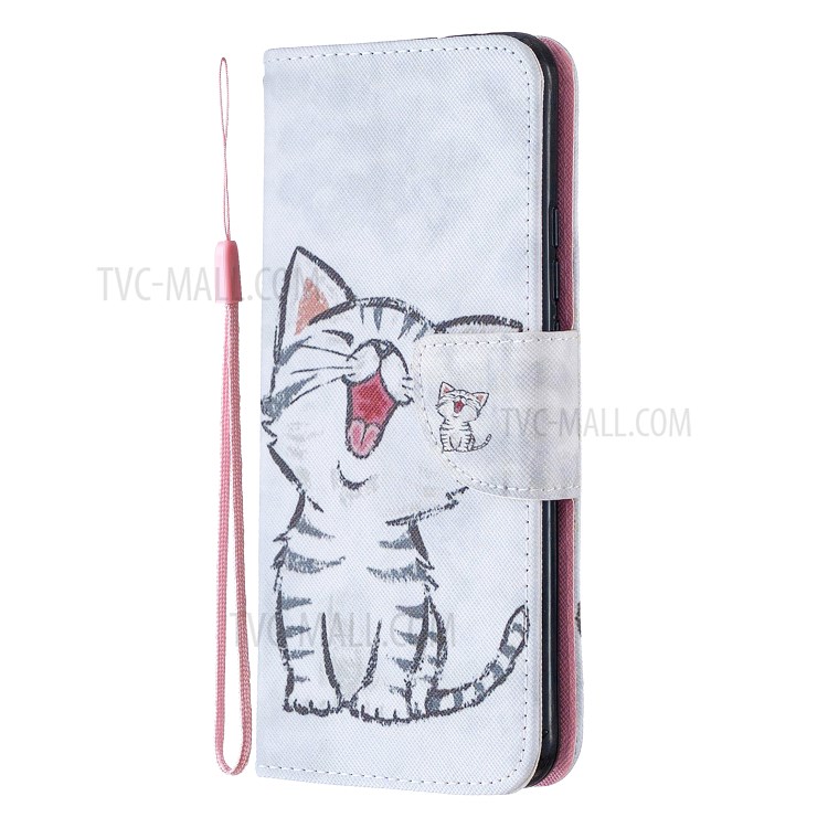 Pattern Printing Cell Phone Leather Wallet Case for Xiaomi Redmi 9 - Happy Cat-2