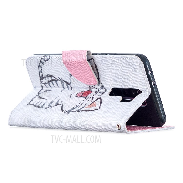 Pattern Printing Cell Phone Leather Wallet Case for Xiaomi Redmi 9 - Happy Cat-5