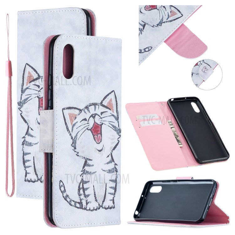 Pattern Printing Leather Wallet Shell Case for Xiaomi Redmi 9A - Happy Cat-1