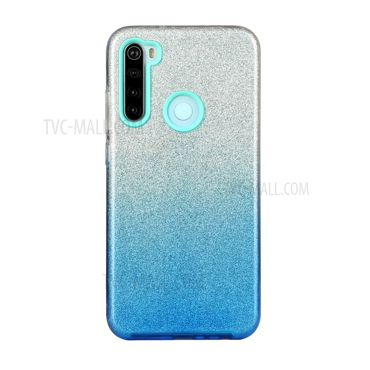 Gradient Color Glittery Powder PC+TPU Hybrid Shell for Xiaomi Redmi Note 8T - Blue-1