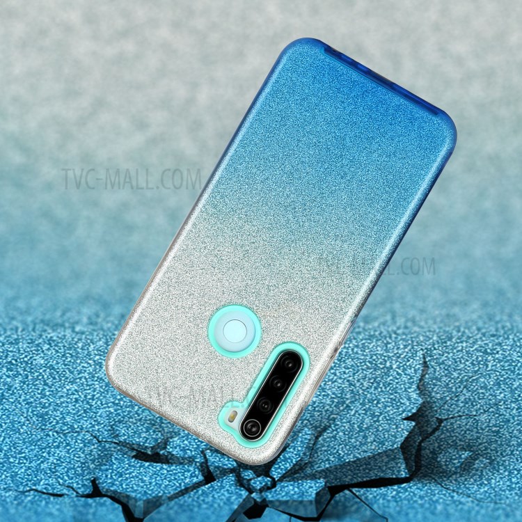 Gradient Color Glittery Powder PC+TPU Hybrid Shell for Xiaomi Redmi Note 8T - Blue-3