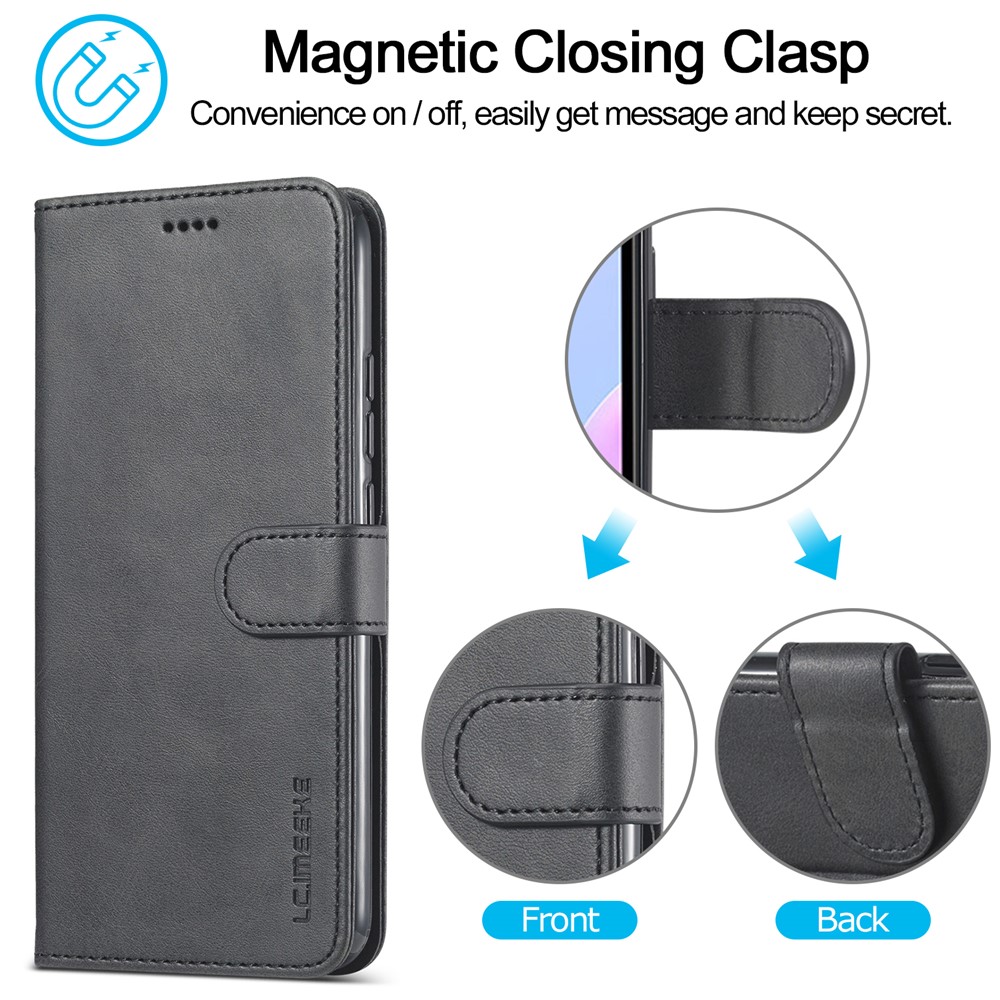 LC.IMEEKE Wallet Stand Leather Mobile Phone Cover for Xiaomi Redmi 9A - Black-11