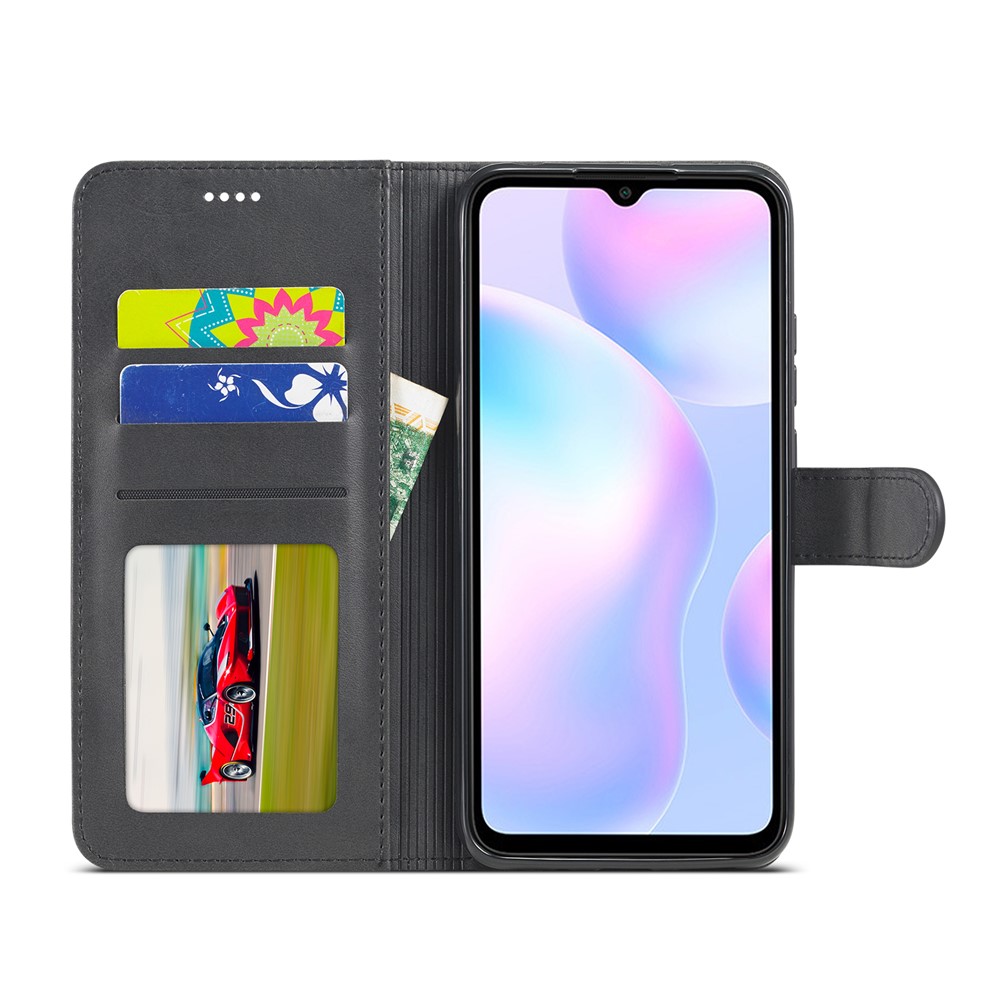 Lc. Imeeke Wallet Stand Leder -mobiltelefonabdeckung Für Xiaomi Redmi 9A - Schwarz