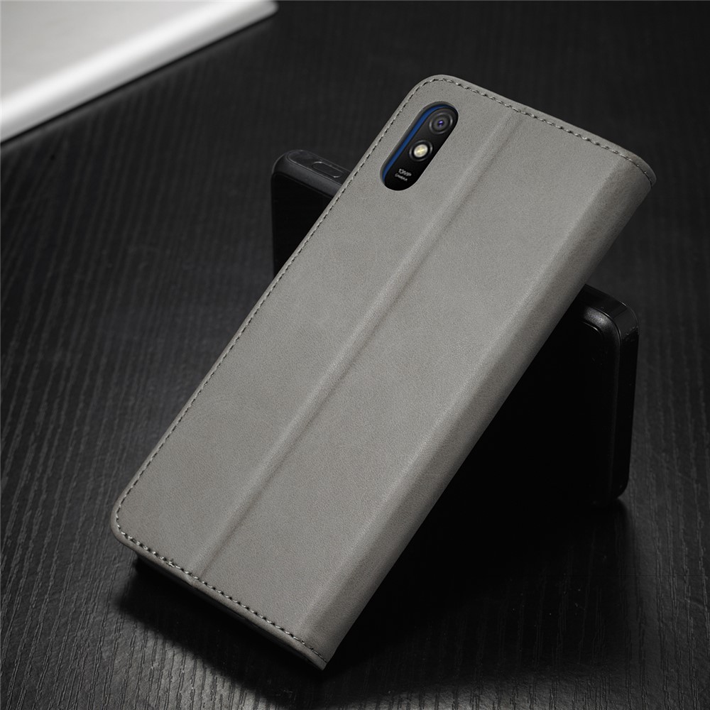 LC.IMEEKE Wallet Stand Leather Mobile Phone Cover for Xiaomi Redmi 9A - Grey-14