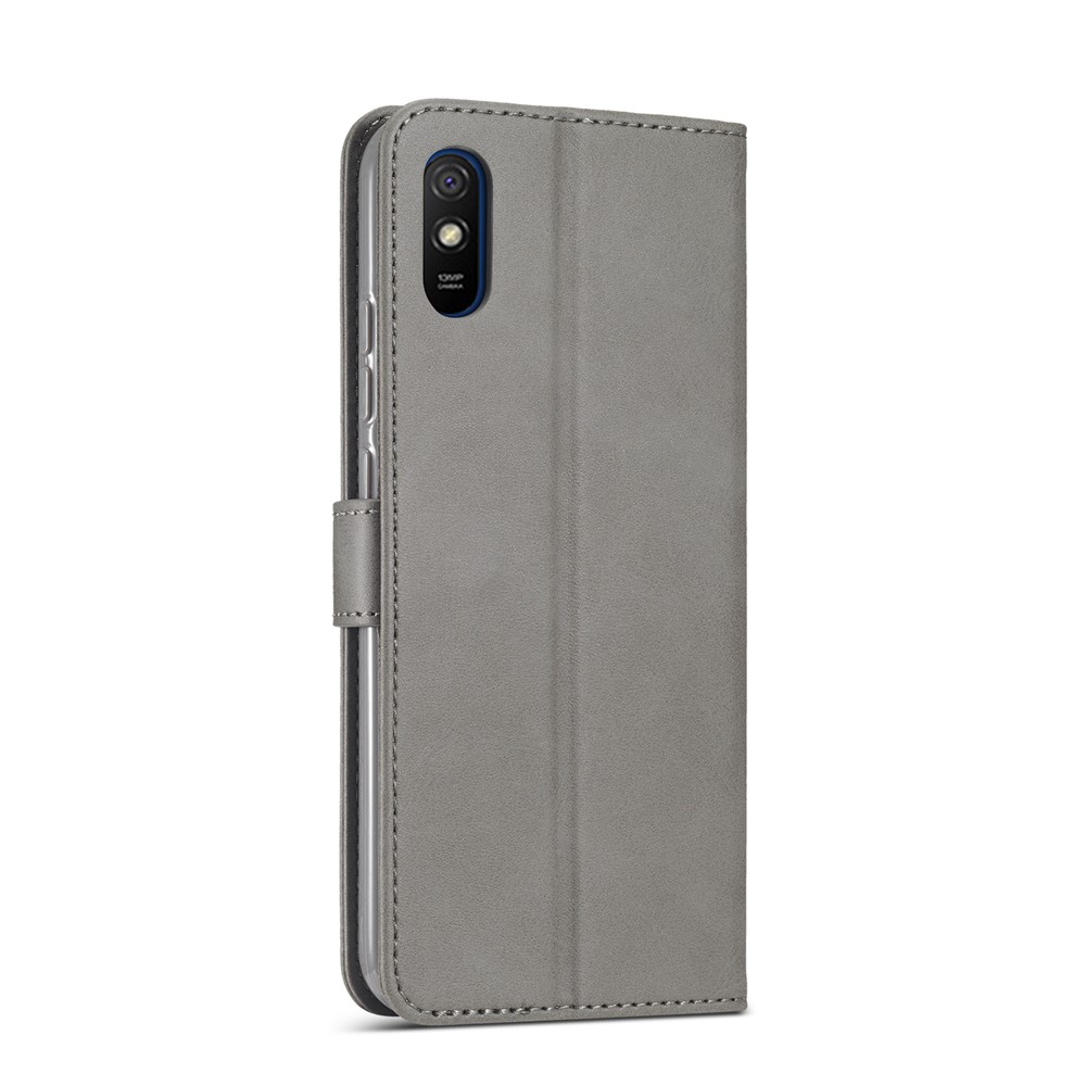 LC.IMEEKE Wallet Stand Leather Mobile Phone Cover for Xiaomi Redmi 9A - Grey-3