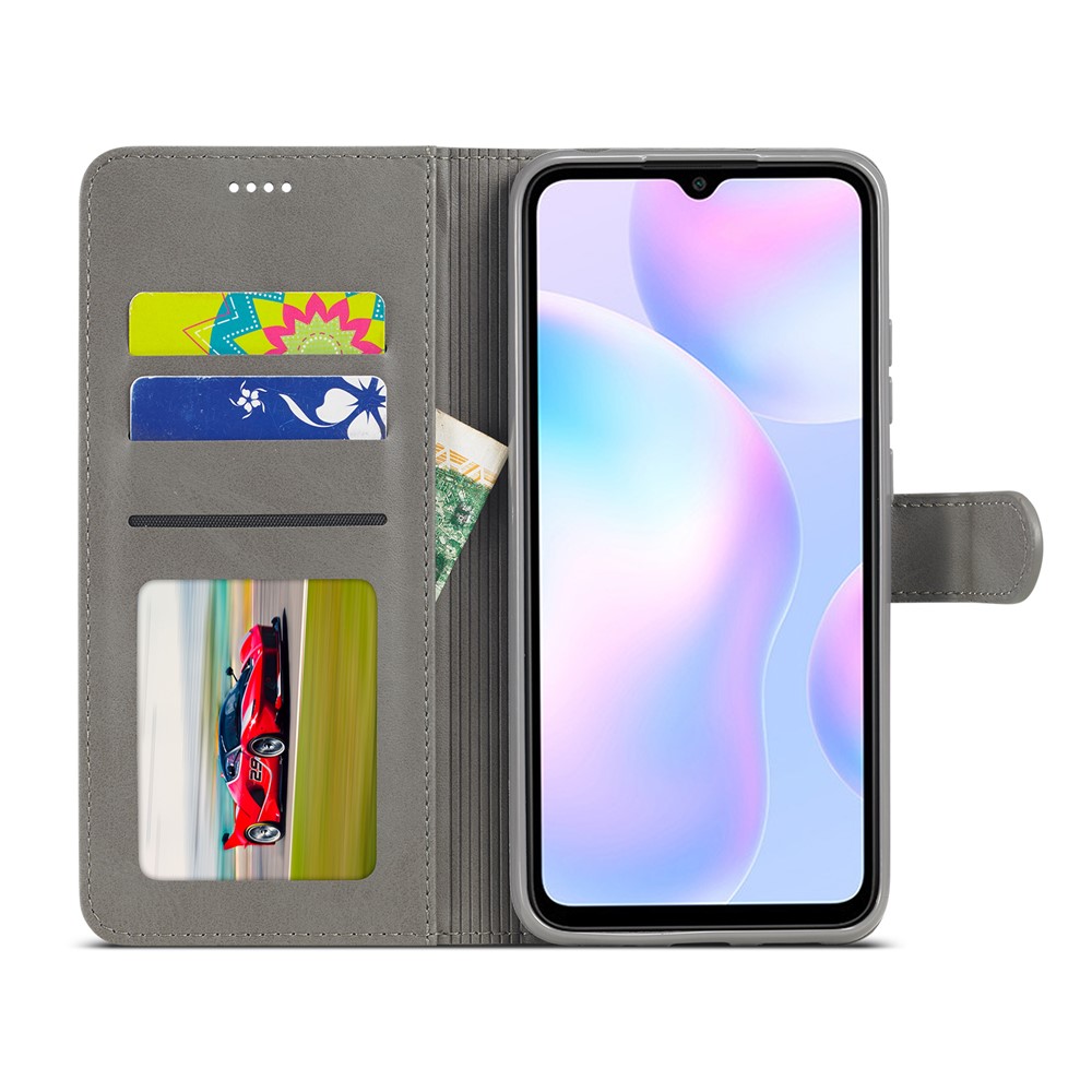 LC.IMEEKE Wallet Stand Leather Mobile Phone Cover for Xiaomi Redmi 9A - Grey-4