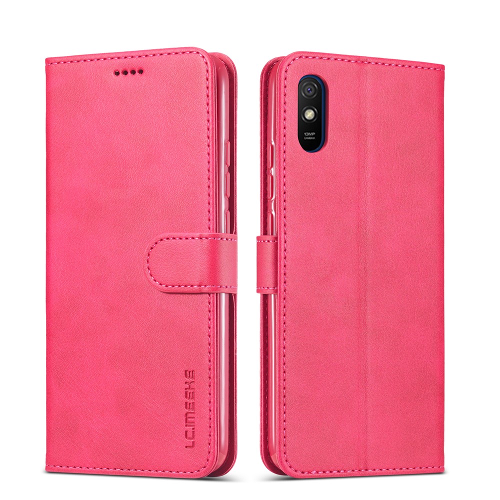 LC.IMEEKE Wallet Stand Leather Mobile Phone Cover for Xiaomi Redmi 9A - Rose-1