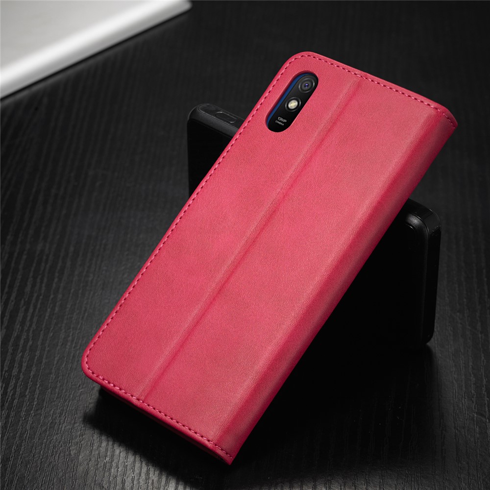 LC.IMEEKE Wallet Stand Leather Mobile Phone Cover for Xiaomi Redmi 9A - Rose-14