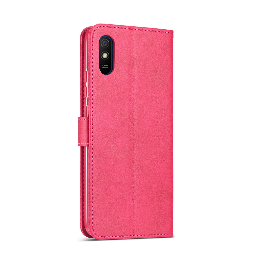 LC.IMEEKE Wallet Stand Leather Mobile Phone Cover for Xiaomi Redmi 9A - Rose-3