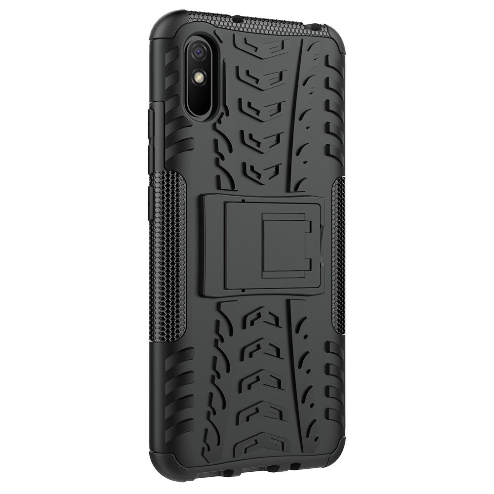 Cool Tyre PC + TPU Combo Shell with Kickstand Cover for Xiaomi Redmi 9A - Black-7