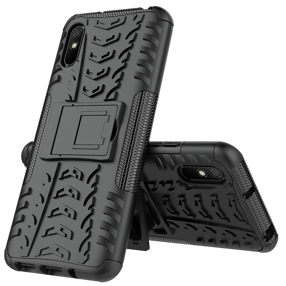 Cool Tyre PC + TPU Combo Shell with Kickstand Cover for Xiaomi Redmi 9A - Black-8