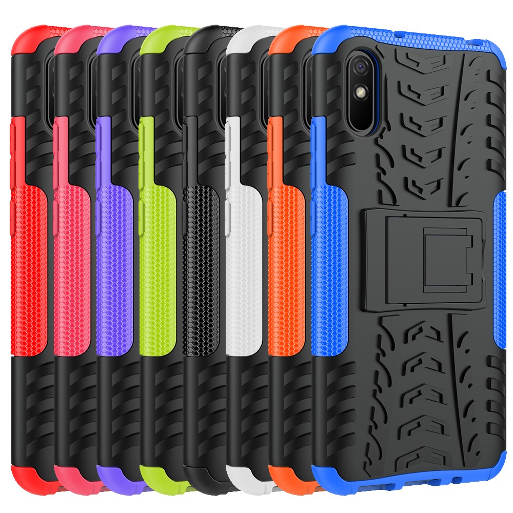 Cool Tyre PC + TPU Combo Shell with Kickstand Cover for Xiaomi Redmi 9A - Black-9