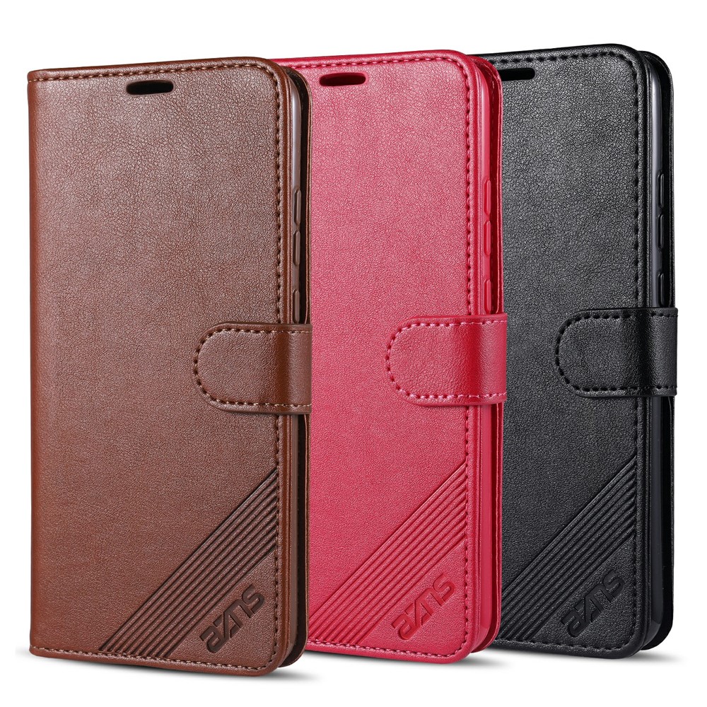 Capa de Telefone de Couro AZNS Para Xiaomi Redmi 9C/9C NFC Choque à Prova de Choque Tampa Protetora Com Suporte de Carteira - Castanho